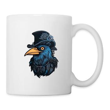 Krähe mit Hut Halloween - Tasse - Weiß - Rechts