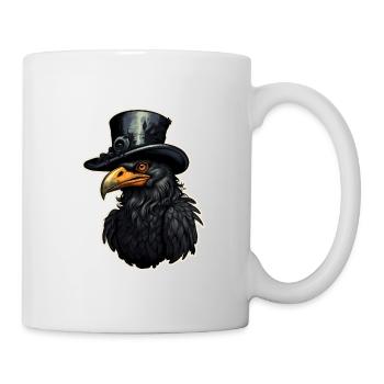 Halloween Vogel mit Zylinderhut - Tasse - Weiß - Rechts