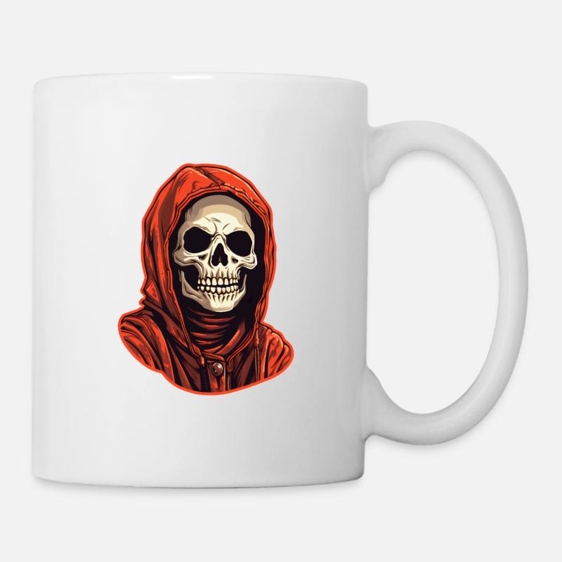 Totenkopf mit Hoodie - Tasse - Weiß