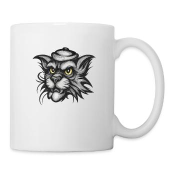 Strong cat head – classic tattoo style - Mug - white - Right