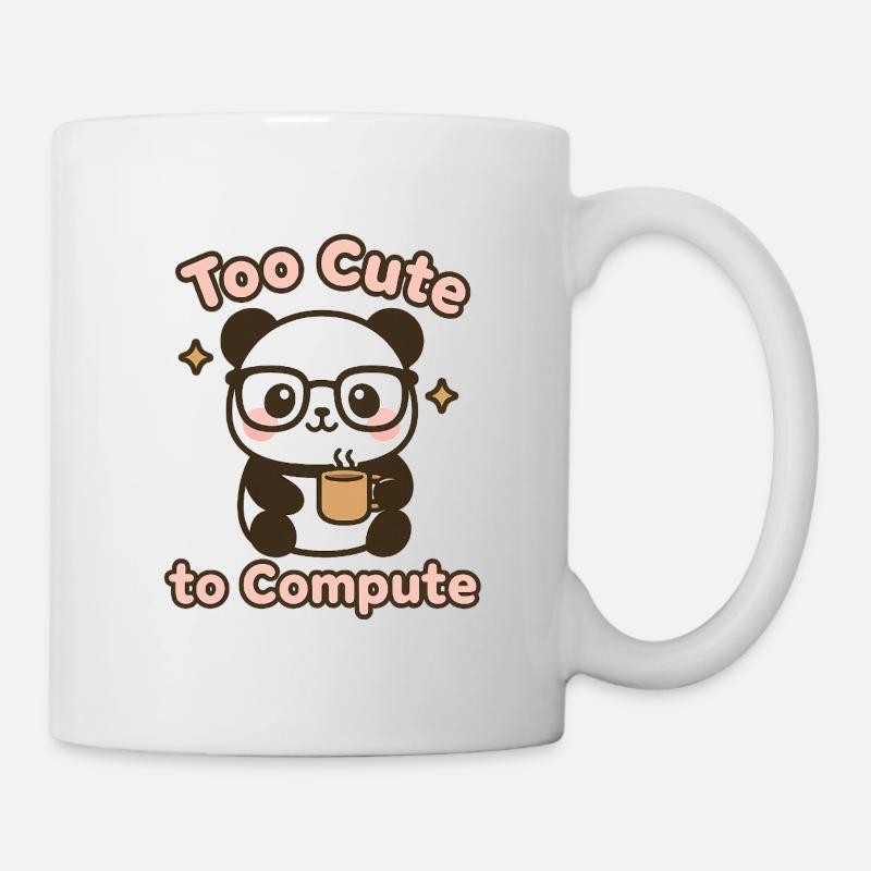 Cute panda with glasses and coffee cup - Mug - white