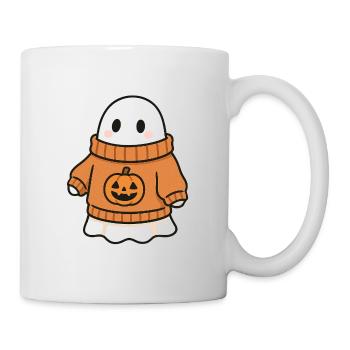 Pull citrouille Ghost - Mug blanc - blanc - Droite