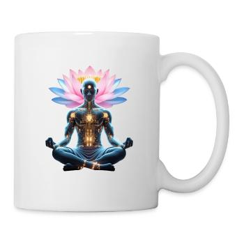 Zen Cyborg and Glowing Lotus - Mug - white - Right