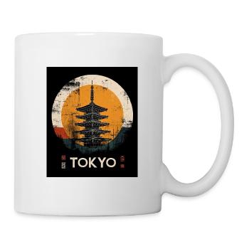 TOKIO | Japanische Pagoden-Sonnenuntergangskunst - Tasse - Weiß - Rechts