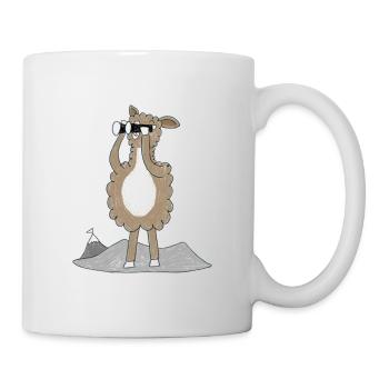 Lama mit Fernglas - Tasse - Weiß - Rechts