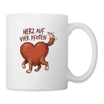 Herz auf vier Pfoten Motiv - Tasse - Weiß - Rechts