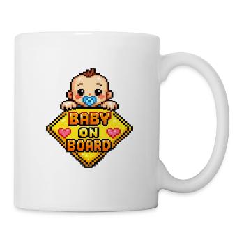 Pixel Baby On Board Schild - Tasse - Weiß - Rechts