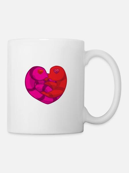 Wurm Würmchen Herz Liebe Valentinstag Fun Geschenk - Tasse - Weiß