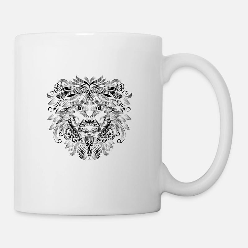 löwe mandala - Tasse - Weiß