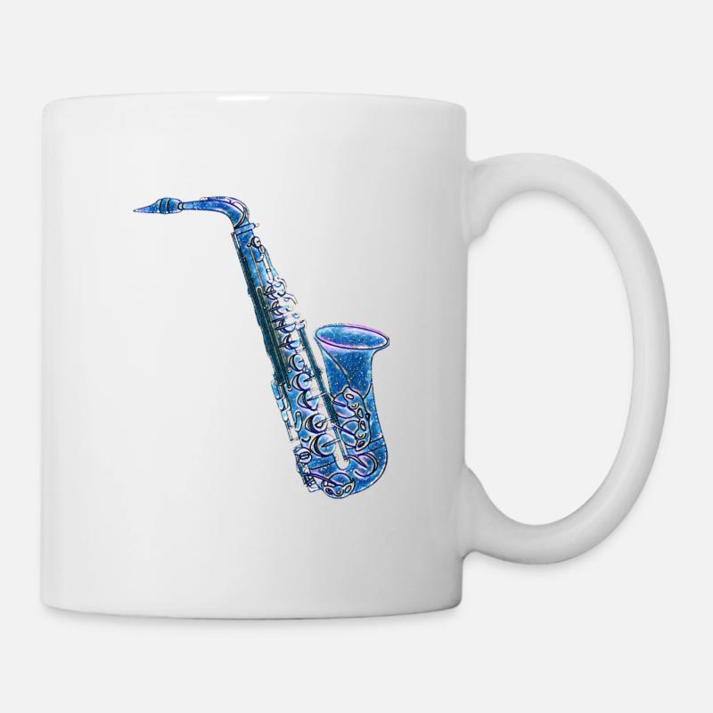 Saxophon bunt - Tasse - Weiß