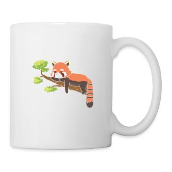 Ein roter Panda schläft auf einem Ast. - Tasse - Weiß - Rechts