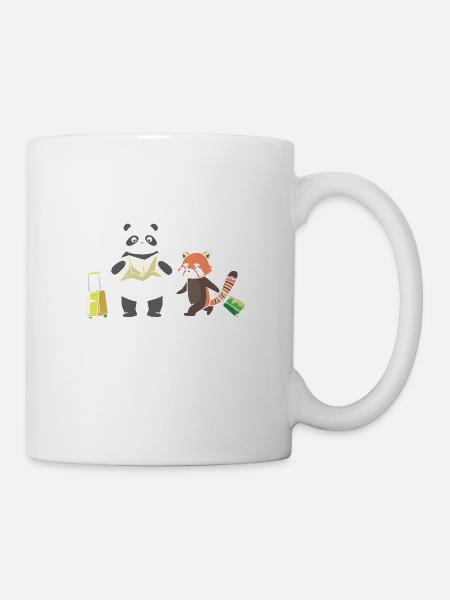 Zwei Pandas auf Reise. - Tasse - Weiß