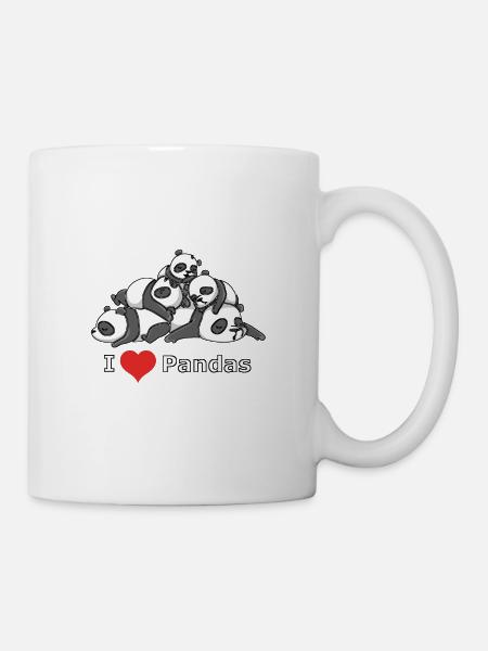 Pandas endormis avec un coeur - I Love Pandas - Mug blanc - blanc