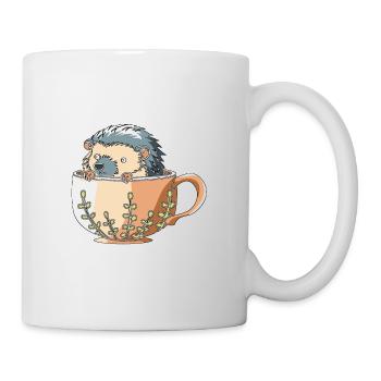 Igel mit Krug - Tasse - Weiß - Rechts
