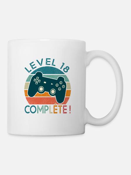 Level 18 cadeau jeux vidéo Anniversaire 18 ans. - Mug blanc - blanc