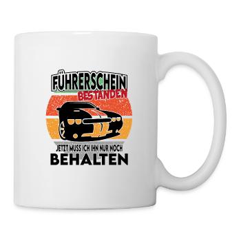 Auto Führerschein bestanden behalten - Tasse - Weiß - Rechts