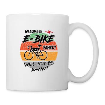 E Bike Elektrofahrrad Fahrrad fahren - Tasse - Weiß - Rechts