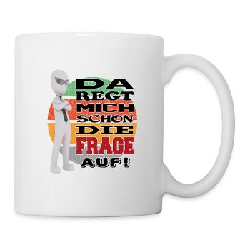 Sprüche Arbeit Beruf Blöde Frage Aufregen Retro - Tasse - Weiß - Rechts
