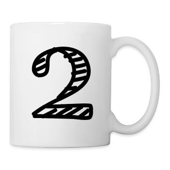 2 JAHRE. 2. JAHRESTAG. GEBURTSTAG 2 JAHRE. Zwei - Tasse - Weiß - Rechts