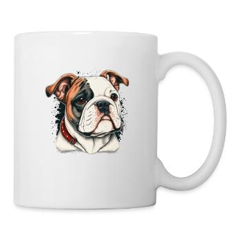 Treuer Hundeblick einer englischen Bulldogge - Tasse - Weiß - Rechts