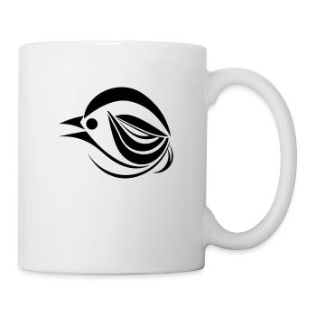 Imprimé oiseau stylisé noir - Minimaliste - Mug blanc - blanc - Droite