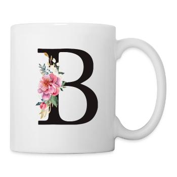 Monogramme B Floral Blanc Personnalisable - Mug blanc - blanc - Droite