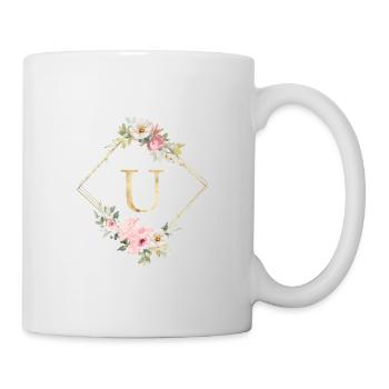 Customizable Monogram U Pastel Floral - Mug - white - Right