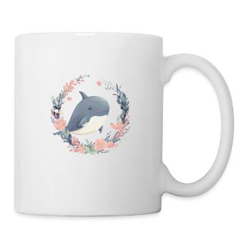 Niedlicher Wal Blumen Blauwal für einen Orca - Tasse - Weiß - Rechts