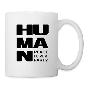 HUMAN party people relax club "peace & love" - Tasse - Weiß - Rechts