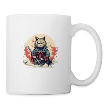 Japanische Katze Samurai Style für Katzen Fans - Tasse - Weiß - Rechts
