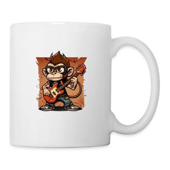 Affe Schimpanse spielt Acousitc Rock Gitarre - Tasse - Weiß - Rechts