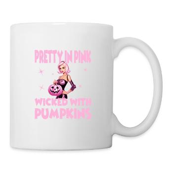 Pretty In Pink Wicked With Pumpkins für Frauen - Tasse - Weiß - Rechts
