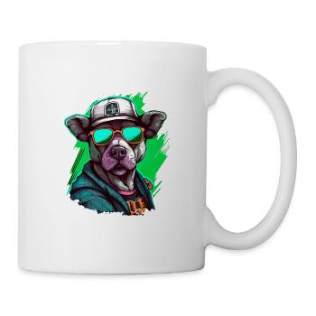 Streetart Hund Urban Rap Street - Tasse - Weiß - Rechts