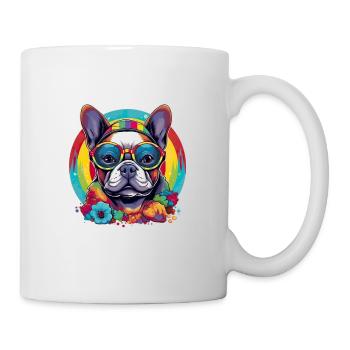 Französische Bulldogge Hund Mops - Tasse - Weiß - Rechts