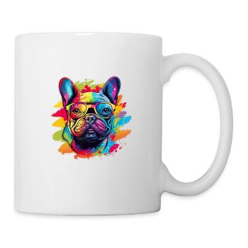 Französische Bulldogge Hund Mops - Tasse - Weiß - Rechts