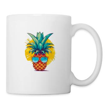 Lustige Ananas mit Sonnenbrille Frucht Tropisch - Tasse - Weiß - Rechts