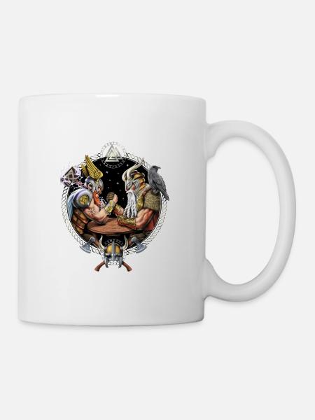 Minotaurus vs Spartanisches Armdrücken - Tasse - Weiß