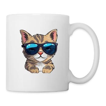 Little cute cat wearing sunglasses. - Mug - white - Right