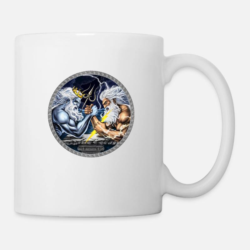 Zeus vs Poseidon Armdrücken - Tasse - Weiß