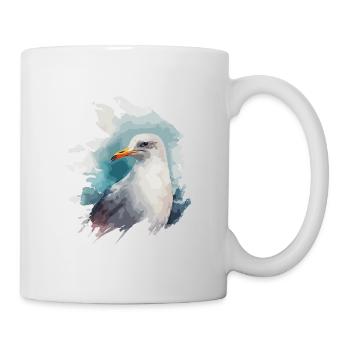 Stylish North Sea Coast Seagull Watercolor - Mug - white - Right