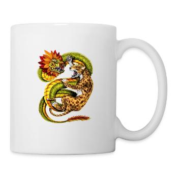 Aztec Jaguar vs Quetzalcoatl - Mug - white - Right