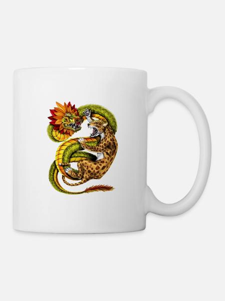 Aztec Jaguar vs Quetzalcoatl - Tasse - Weiß