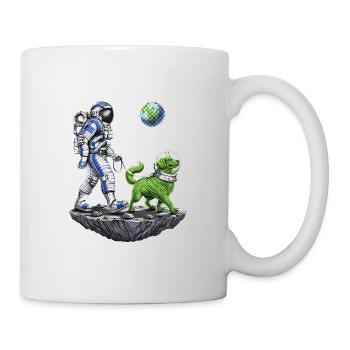 Astronaute de l’espace promenant un chien extraterrestre - Mug blanc - blanc - Droite