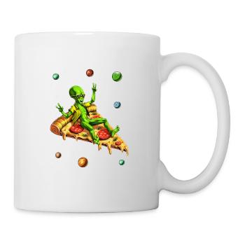 Alien Riding Pizza - Mug - white - Right