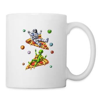 Astronaut And Alien Riding Pizza - Mug - white - Right