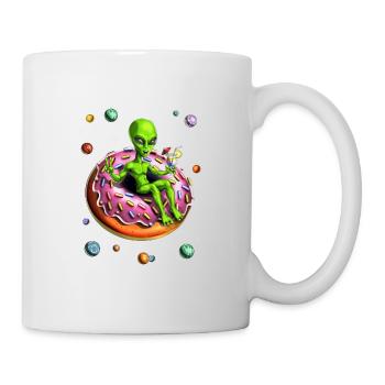 Space Alien Reiten Donut - Tasse - Weiß - Rechts