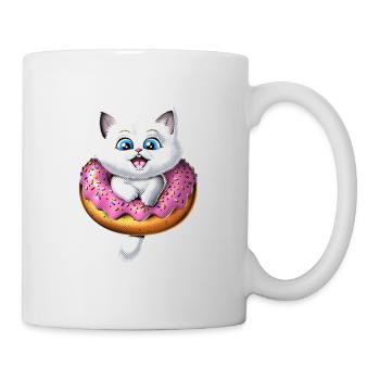 Niedlicher Katzen-Donut - Tasse - Weiß - Rechts