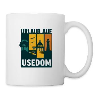Vacances à Usedom – Motif de la mer Baltique avec facteur culte - Mug blanc - blanc - Droite