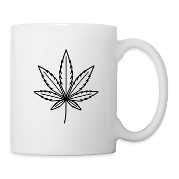 Line Art Cannabis Leaf - Mug - white - Right