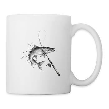 Hecht Esox Raubfisch Rute Ink Vektor - Tasse - Weiß - Rechts